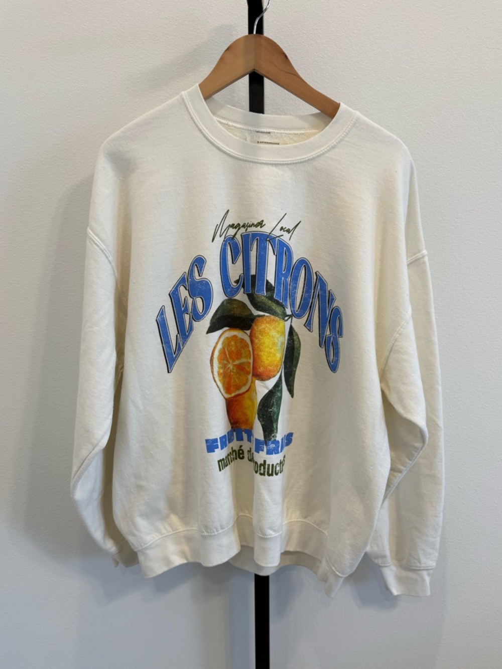 NWT Anthropologie Les Citrons Graphic Crewneck Sweatshirt Medium Vacay Coastal